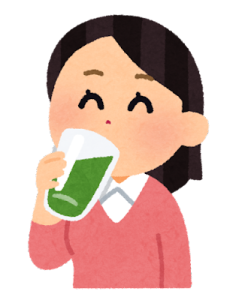 青汁を飲む女性のイラスト