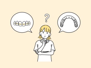 歯列矯正の治療方法に悩むイラスト