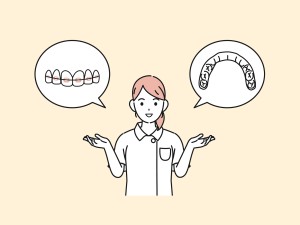 ワイヤー矯正とマウスピース型矯正の比較イラスト
