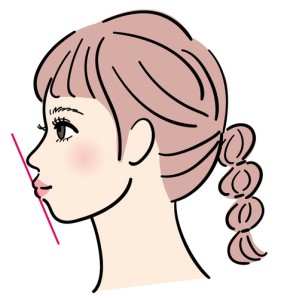 口元が前に出ている女の横顔のイラスト