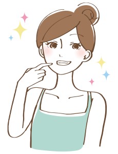緑のタンクトップを着る女の子のイラスト