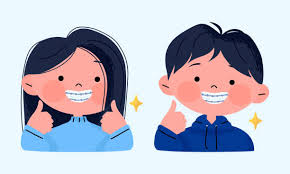 矯正・笑顔の子供たちイラスト