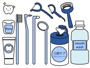 歯のケアアイテムイラスト